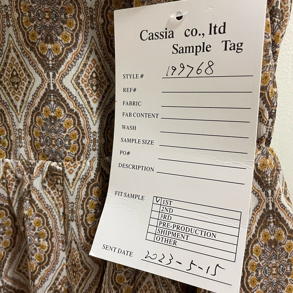 NEW Skies Are Blue *Official Brand Fit Sample* Flowy Brown Gold Midi Dress 1X - Picture 7 of 8